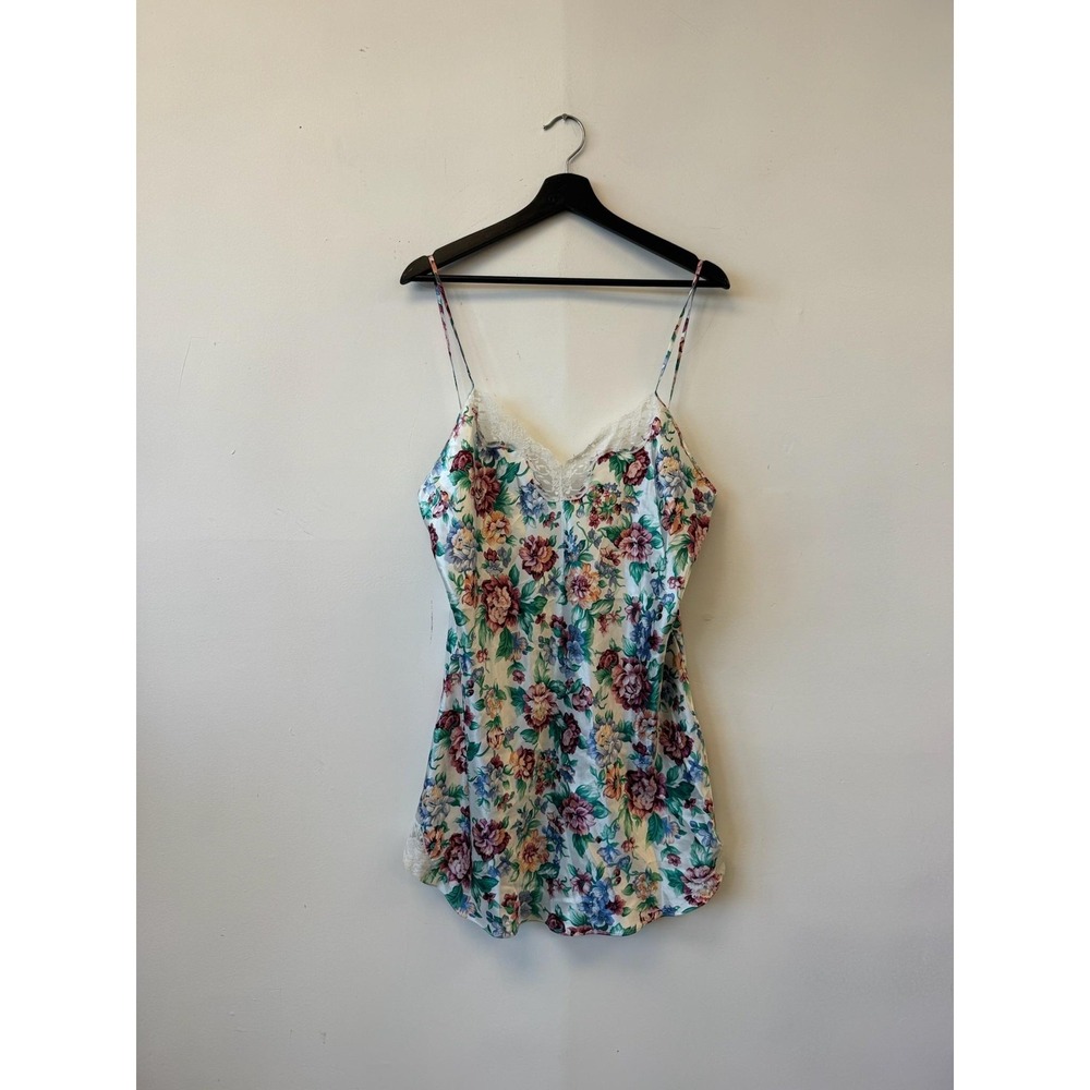 Vintage Amelie's Camisole Medium Floral Lace Trim Sleepwear‎ Tank Top Cami 90s